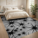 Geometric Starburst Black White Area Rug
