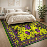 Vibrant Carnival Mask Yellow Area Rug