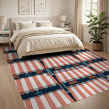 Red Striped Awning Cafe Area Rug