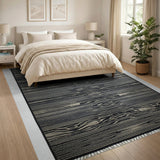 Black White Wood Grain Abstract Area Rug