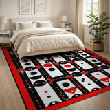 Bold Geometric Red Black White Area Rug