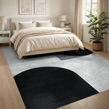 Geometric Modern Black and White Black White Halftone Geometric Area Rug