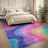 Vibrant Rainbow Swirl Abstract Area Rug