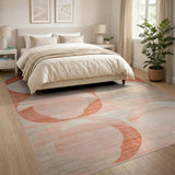 Abstract Geometric Pink Area Rug with Overlapping Circles