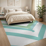Vibrant Green Teal Chevron Geometric Rug