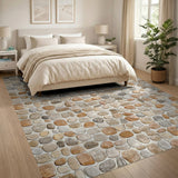 Pebble Mosaic Beige Neutral Area Rug