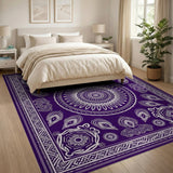 Traditional Persian Purple Mandala Traditional Persian Area Rug
