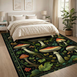 Red Fly Agaric Mushroom Botanical Area Rug