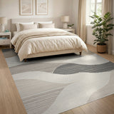Abstract Wavy Layers Beige Neutral Area Rug