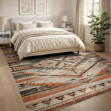 Rust Orange Southwestern Geometric Area Rug