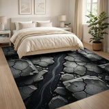 Cracked Stone Grey Geometric Area Rug