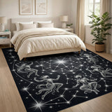 Celestial Nymph Dance Black White Area Rug