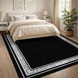Black and White Geometric Modern Black White Geometric Frame Area Rug
