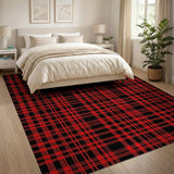 Red Geometric Modern Bold Red Black Plaid Area Rug