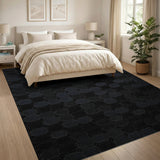 ODIKA Washable Geometric Black Area Rug - Low Pile & Non-Slip