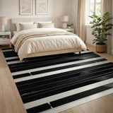 Black White Geometric Stripe Geometric Modern Area Rug