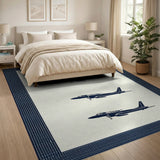 Navy Airplane Silhouette Repeat Area Rug