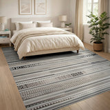 Neutral Tribal Geometric Stripe Area Rug