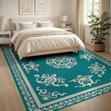 Traditional Persian Ornate Teal Persian Medallion Area Rug