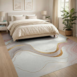 Blush Pink Gold Veined Abstract Area Rug