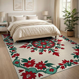 Red Teal Floral Persian Medallion Area Rug