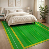 Vibrant Green Yellow Geometric Stripe Area Rug