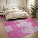 Vibrant Pink Lizard Scale Area Rug