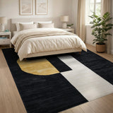 Black and Gold Geometric Area Rug