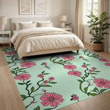 Floral Vintage Pink Daisy Floral Vintage Area Rug