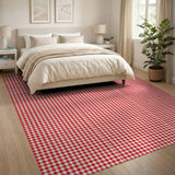 Red Classic Red Gingham Checkered Area Rug