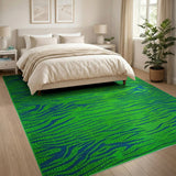 Vibrant Green Teal Zebra Stripe Area Rug