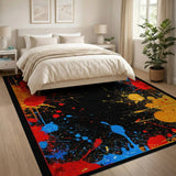 Vibrant Paint Splatter Abstract Area Rug
