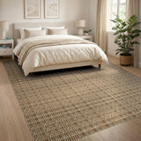 Beige Lattice Woven Geometric Area Rug