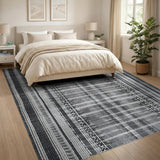 Black and White Bold Black White Striped Woven Rug