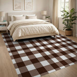 Brown Tan Buffalo Check Rustic Area Rug