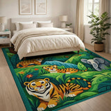 Cute Jungle Baby Animals Cartoon Area Rug
