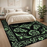 Ornate Green Floral Vintage Area Rug