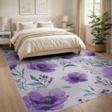 Purple Watercolor Anemone Area Rug