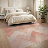 Orange Terracotta Zigzag Geometric Area Rug