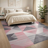 Blush Pink Gray Geometric Area Rug
