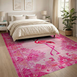 Vibrant Pink Flamingo Southwestern Area Rug