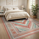 Red Southwestern Geometric Red Area Rug