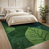 Green Overlapping Leaves Area Rug