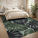 Green Monstera Leaf Green Area Rug