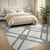 Grey Trellis Lattice Geometric Area Rug