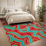 Vibrant Multi-Color Wavy Abstract Area Rug