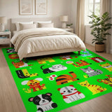 Kids Cartoon ABC Animals Pixel Art Rug