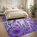 Purple Lavender Garden Floral Area Rug