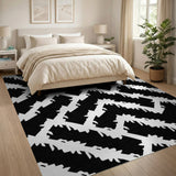Black and White Geometric Modern Bold Black White Geometric Zigzag Area Rug