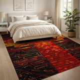 Fiery Brick Cross Geometric Area Rug